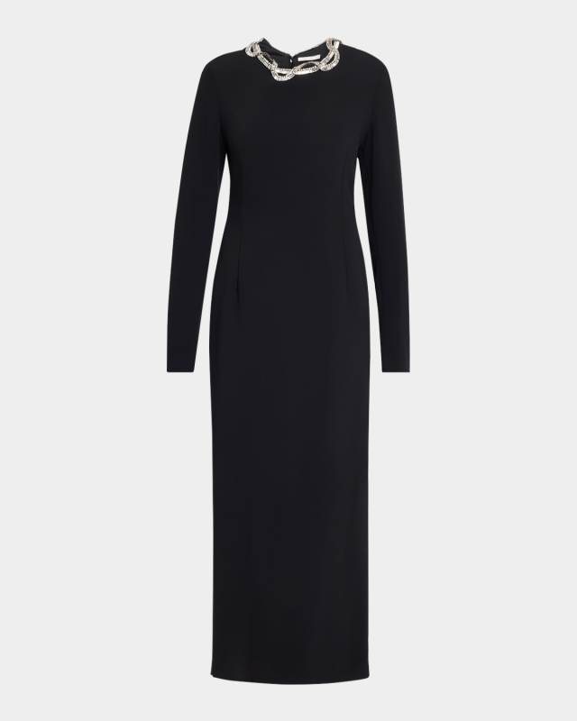 Mitsuko Crystal Long-Sleeve Maxi Dress